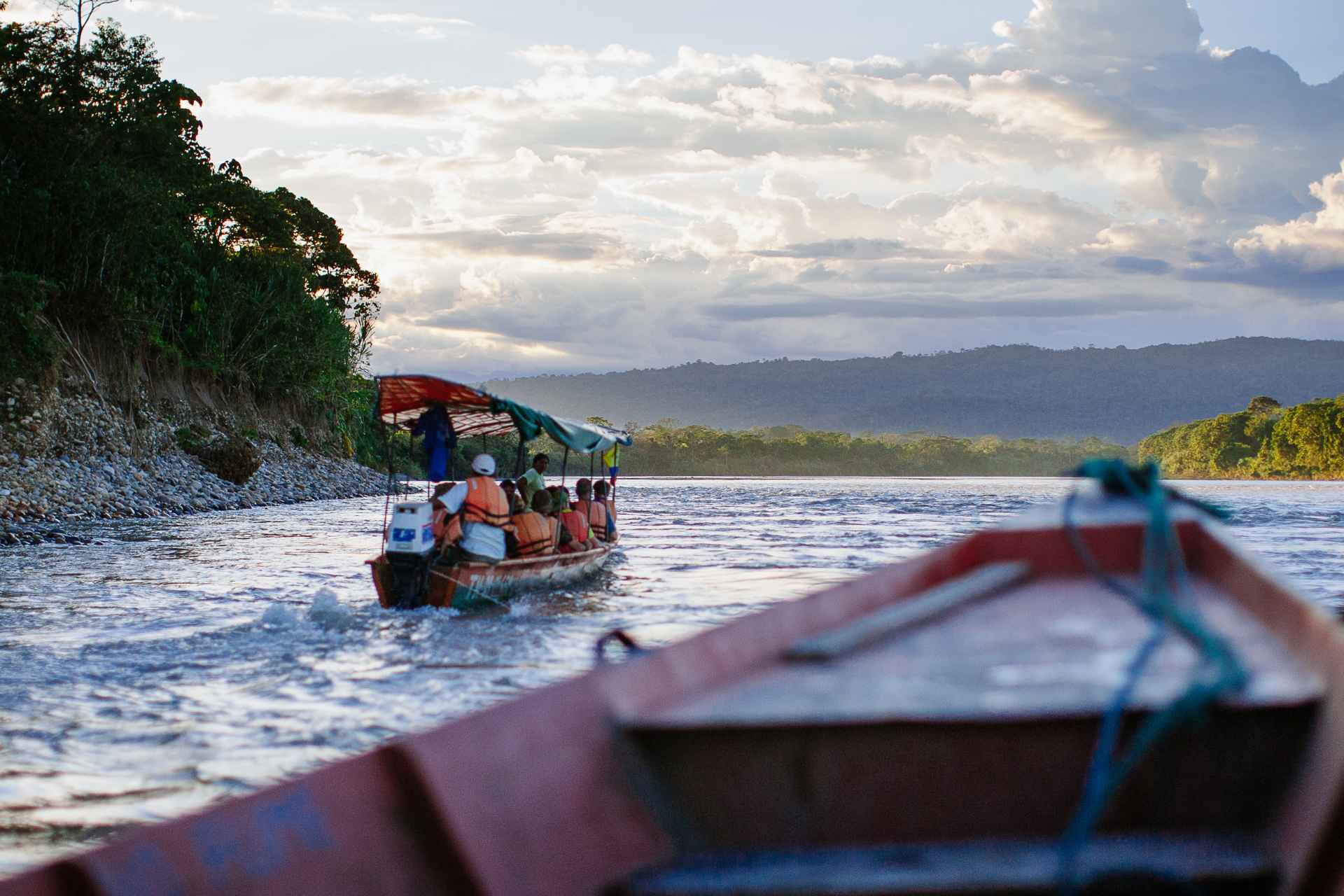 wood boat on river